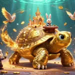 Xocdia88 showcases a dynamic 3D casino illustration featuring a golden tortoise with a miniature casino, surrounded by vibrant gaming elements.