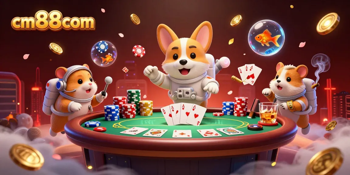 Experience the thrill of cm88com with a playful space-themed gambling illustration.