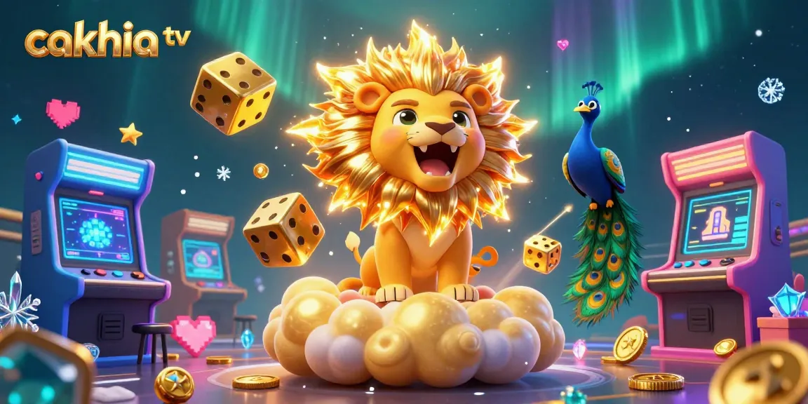 Cakhia TV showcases a roaring lion and golden dice, emphasizing an energetic gaming experience.