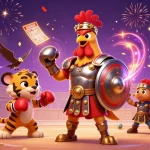 SUNWIN showcases a vibrant 3D casino illustration with a glorious rooster and lively elements for an exciting gambling experience.