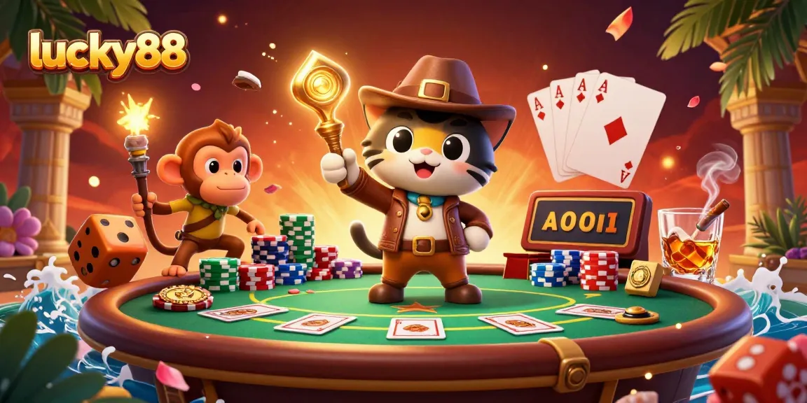 Join lucky88's thrilling adventure as an explorer cat uncovers golden casino treasures!