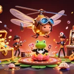 Experience thrilling gaming action at HITCLUB with lively characters and casino elements in a vibrant, colorful scene.