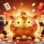 Engage with sunwin's immersive gaming adventure featuring a sumo wrestler, ninjas, and vibrant elements.