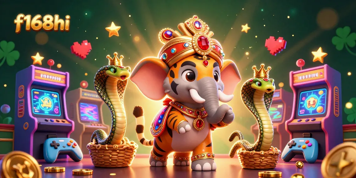 Experience thrilling gaming at f168hi with a vibrant illustration of 3D casino elements.