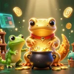 Engage with TR88 in a vibrant, magical casino scene with sparkling gold coins and cryptocurrency elements.