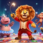 Experience the thrill of tài xỉu go88 with playful circus characters in a vibrant casino scene.