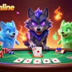 Experience thrilling gameplay with 789betonline as ghostly wolves surround poker elements in a vibrant casino setting.