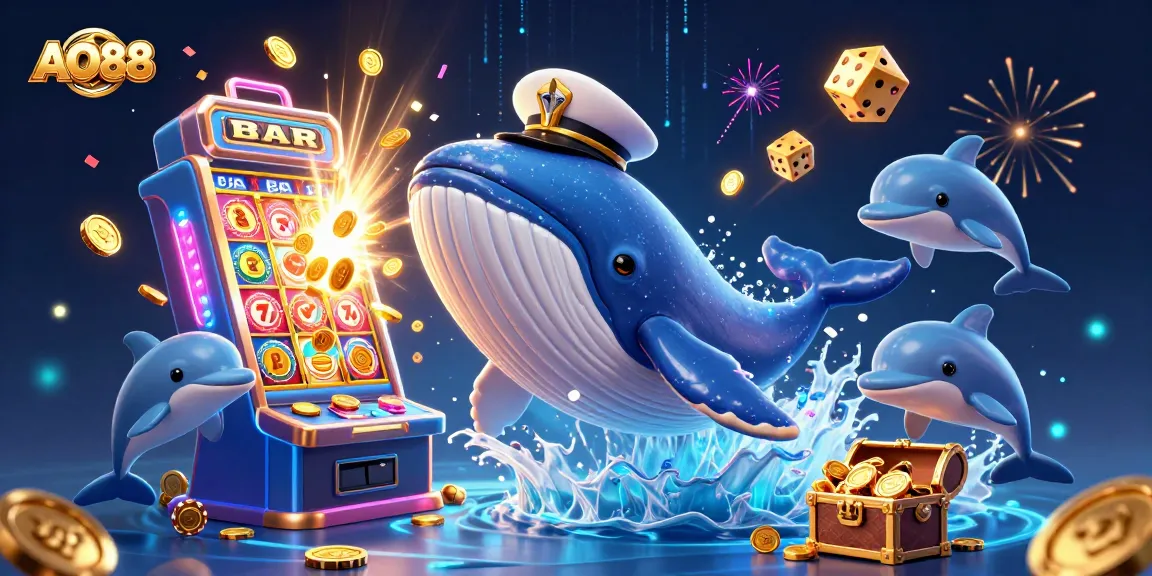Experience AO88's exciting gaming world with an engaging 3D illustration depicting vibrant characters and casino elements.