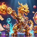 Engage with the thrilling luck8 gaming experience featuring a golden dragon and vibrant lottery elements.