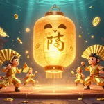 Engage with LU88’s vibrant casino scene full of golden symbols and dynamic gaming elements.