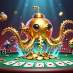 tt88 reveals a vibrant casino scene featuring a golden kraken submarine amidst poker chips and community cards.