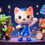 Immerse in lodetructuyen's vibrant casino scene with a jazz-singer cat, saxophone crocodile, and drum-playing bear.