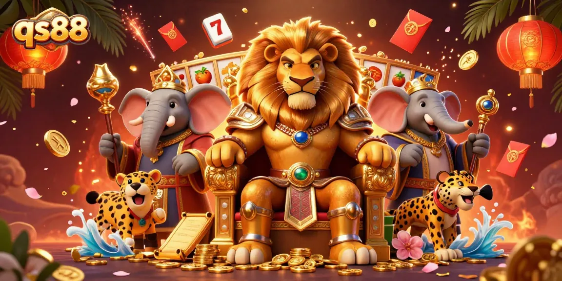 Experience thrilling gameplay with qs88, featuring a majestic lion king in a casino scene brimming with excitement.