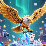 Play thrilling casino games with Đăng Nhập ML88, featuring a cybernetic eagle amid vibrant gaming visuals.