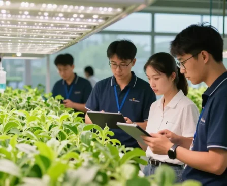 CIKA4D team designing modern indoor agriculture solutions with high-tech systems and vibrant plants.
