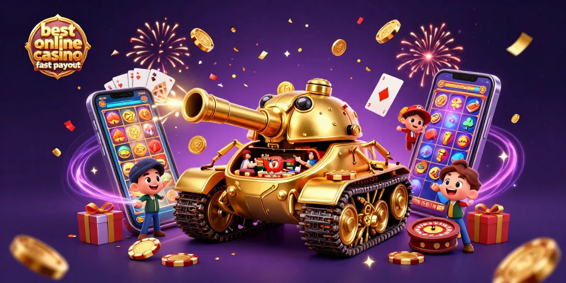 Engage with the best online casino fast payout, featuring a dynamic golden beetle tank casino scene.