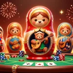 Tải iwin to join a vibrant casino scene featuring Matryoshka bears and exciting poker elements.