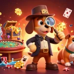 Engage with thrilling NK88 casino adventures, featuring a detective uncovering poker chip clues.