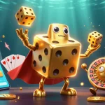 Engage with HM88's vibrant 3D casino experience featuring dynamic golden dice juggling and crypto elements.