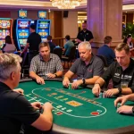 Casino gamers enjoying their experience at credit card casinos, including options at https://brcs.co.uk, showcasing diverse activities and vibrant atmosphere.