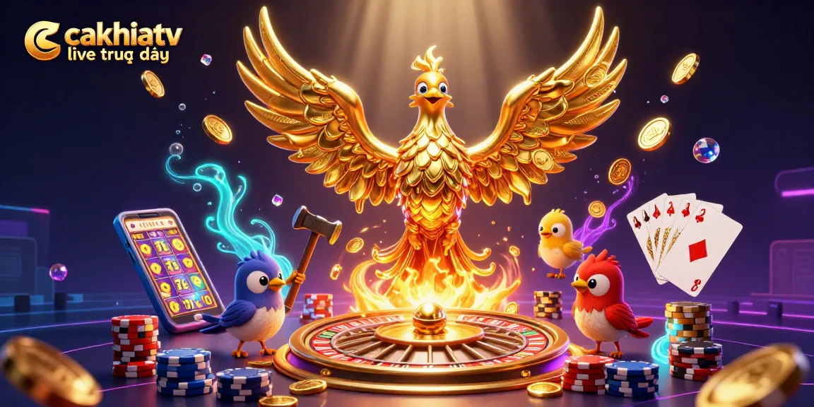 Cakhiatv live trực tiếp offers a dynamic online casino experience with molten golden elements and interactive game features.