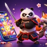 Experience thrilling gameplay with 86Bet's captivating 3D casino illustration featuring samurai panda and dynamic elements.