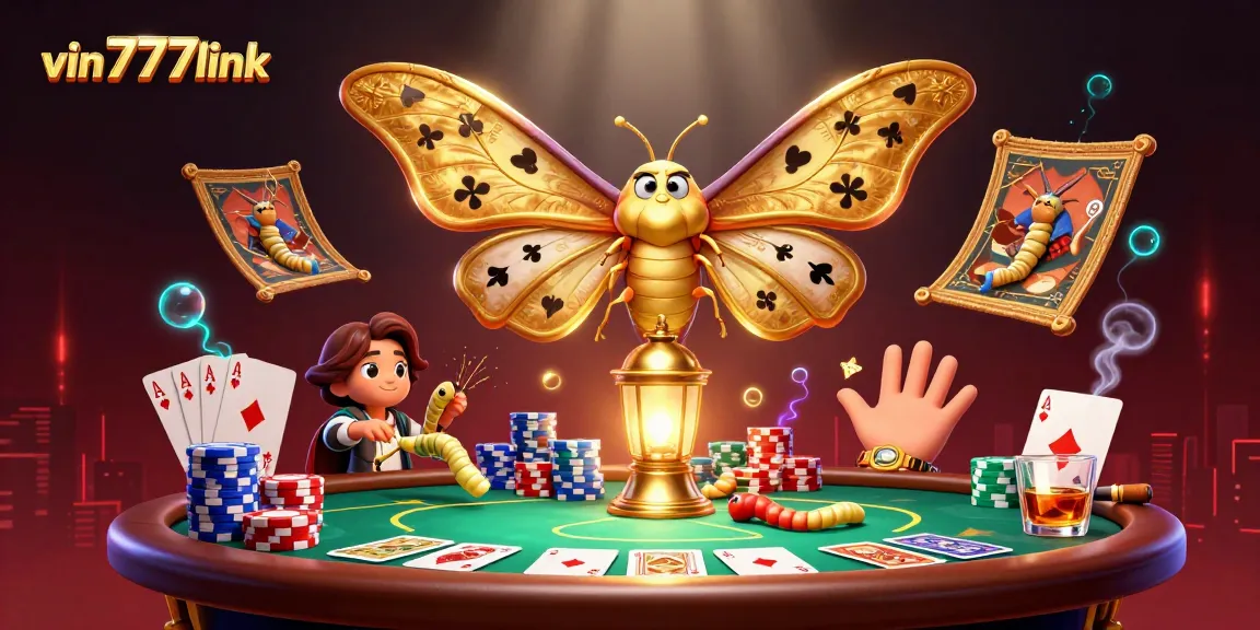 Engage in thrilling gameplay at vin777link with vibrant casino scenes illustrated by a majestic atlas moth.