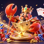 Play exciting games at ok9 with golden crab emperor and rich casino elements in vibrant illustration.