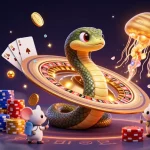 Engage in exciting PayID pokies with colorful casino elements and dynamic scene.