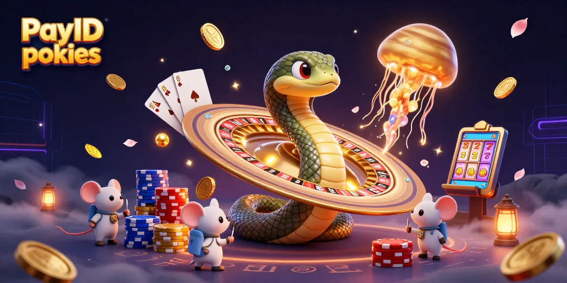 Engage in exciting PayID pokies with colorful casino elements and dynamic scene.