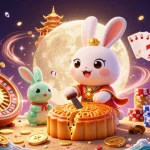 Experience the thrill of dn88 with vibrant 3D gaming action featuring a moon rabbit, poker chips, and jackpots!