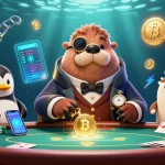 Experience exhilarating poker action with fabet’s cartoon characters at an underwater table.