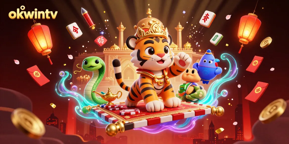 Capture the excitement of gaming on okwintv with a vibrant 3D illustration showcasing the tiger sultan and casino elements.