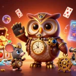 Play to win with ee88h at a vibrant online casino featuring steampunk characters and slot visuals.