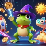 Experience the excitement of XN88 with a vibrant, dynamic casino illustration featuring a magical frog and chameleon.