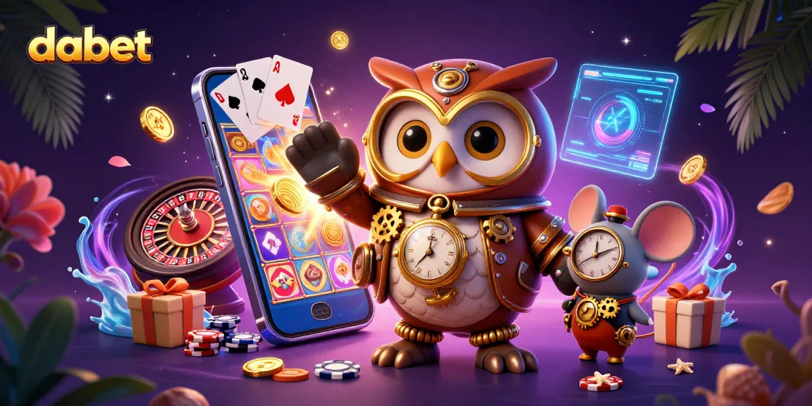 Spin to win big with dabet's colorful slot games in an engaging 3D casino scene.