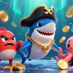 Engage with TOPBET's dynamic casino offerings featuring vibrant characters and gold coins in a captivating underwater scene.