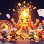 Get ready to win with 789fonl as the volcano erupts coins and treasures in this casino scene.