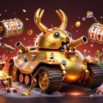 Experience an exhilarating gem88 gaming adventure with a golden beetle tank revealing a miniature casino.