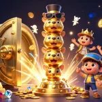 Experience the thrill of F8BET with an energetic casino scene featuring golden treasures and animated totem poles.