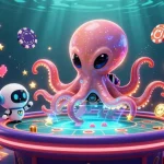 Engage in the vibrant world cup 2026 with an exciting poker showdown featuring an alien octopus and robot.