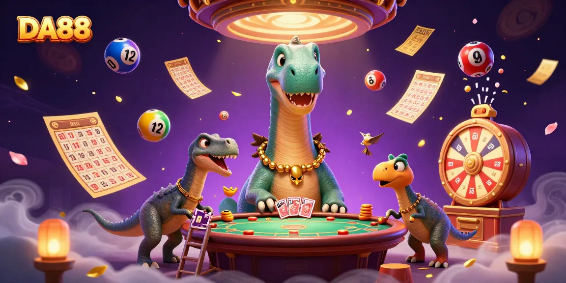 Engage with DA88 as a colossal brontosaurus interacts with a clever raptor in a vibrant casino