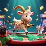 Engage with TR88's festive casino scene featuring Krampus and playful elves amidst vibrant gaming elements.