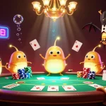 Experience the vibrant FAFA828 casino world with glowing glowworms and rich poker scenes.