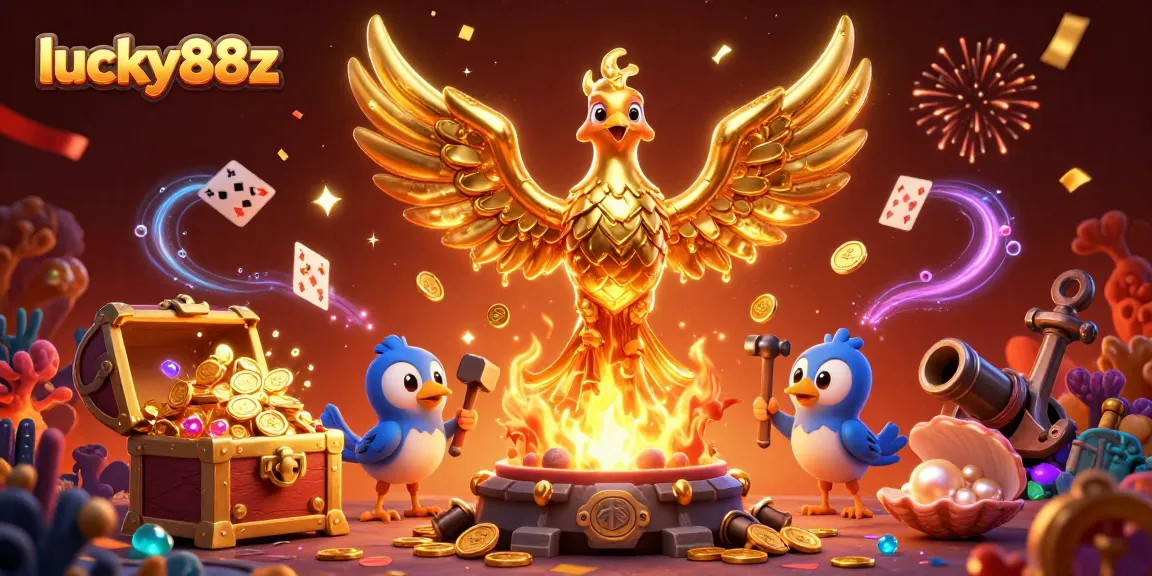 Experience thrilling wins with lucky88z featuring golden phoenix and treasure-filled underwater scene.