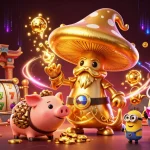 Experience the exciting magic of five88 with vibrant 3D characters and slot elements in a dynamic casino setting.