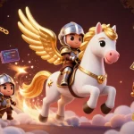 ea88 offers exciting gaming with a 3D celestial scene showcasing crypto elements and dynamic gaming symbols.