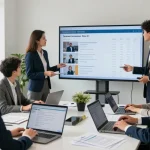 Team collaborating in a modernes Inkassobüro, showcasing effective debt recovery strategies and technology.