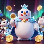 Experience thrilling gameplay at dh88 with a dazzling 3D casino scene featuring crypto coins and vibrant characters.