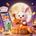 Win big at lx88 with a vibrant 3D depiction of moon rabbits, golden prizes, and engaging casino games.